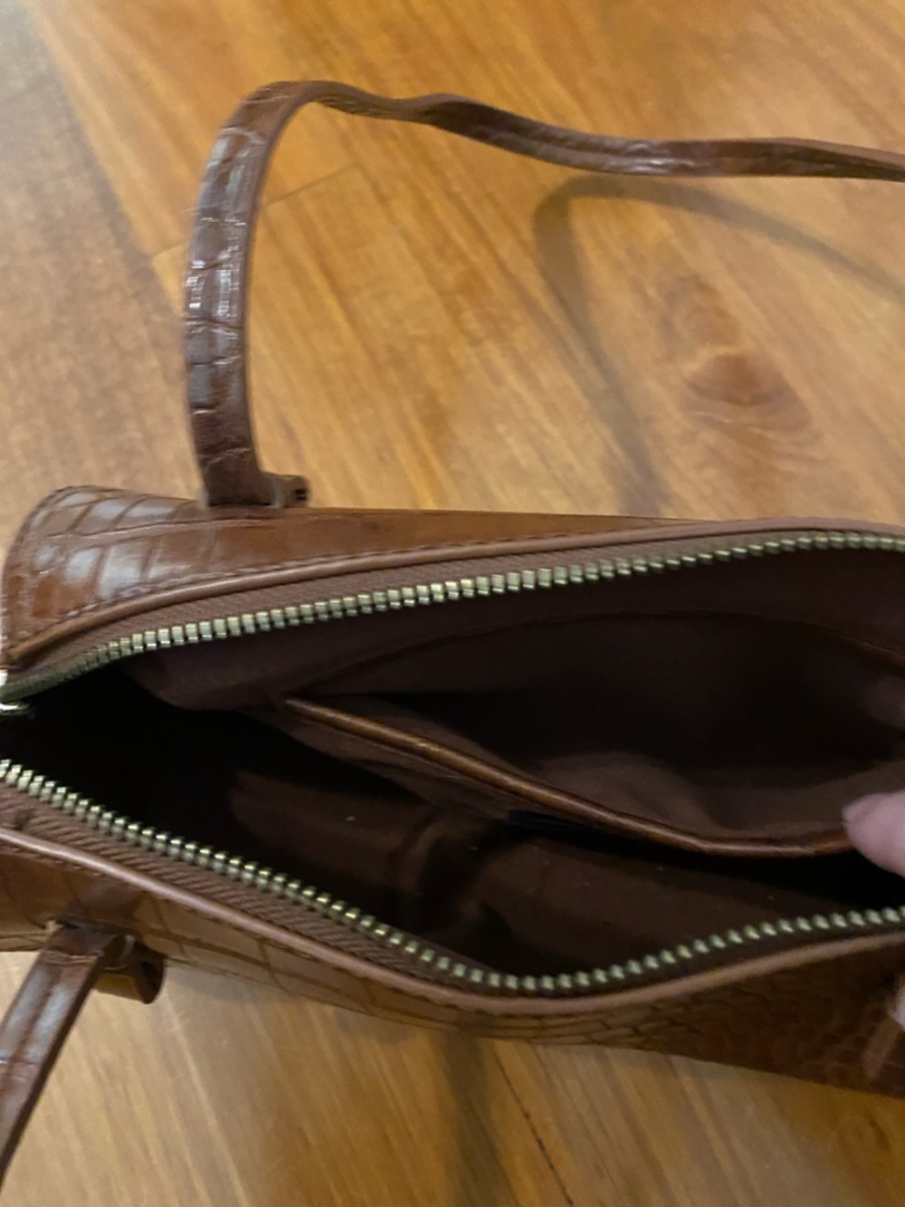 Anthropologie Croc-Embossed Mini Barrel Bag - Picture 3 of 9